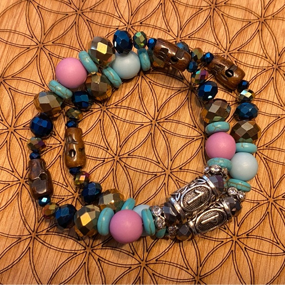 Handmade Sacred Geometry Matching Bracelet Set with Ancient Runes - Picture 2 of 7